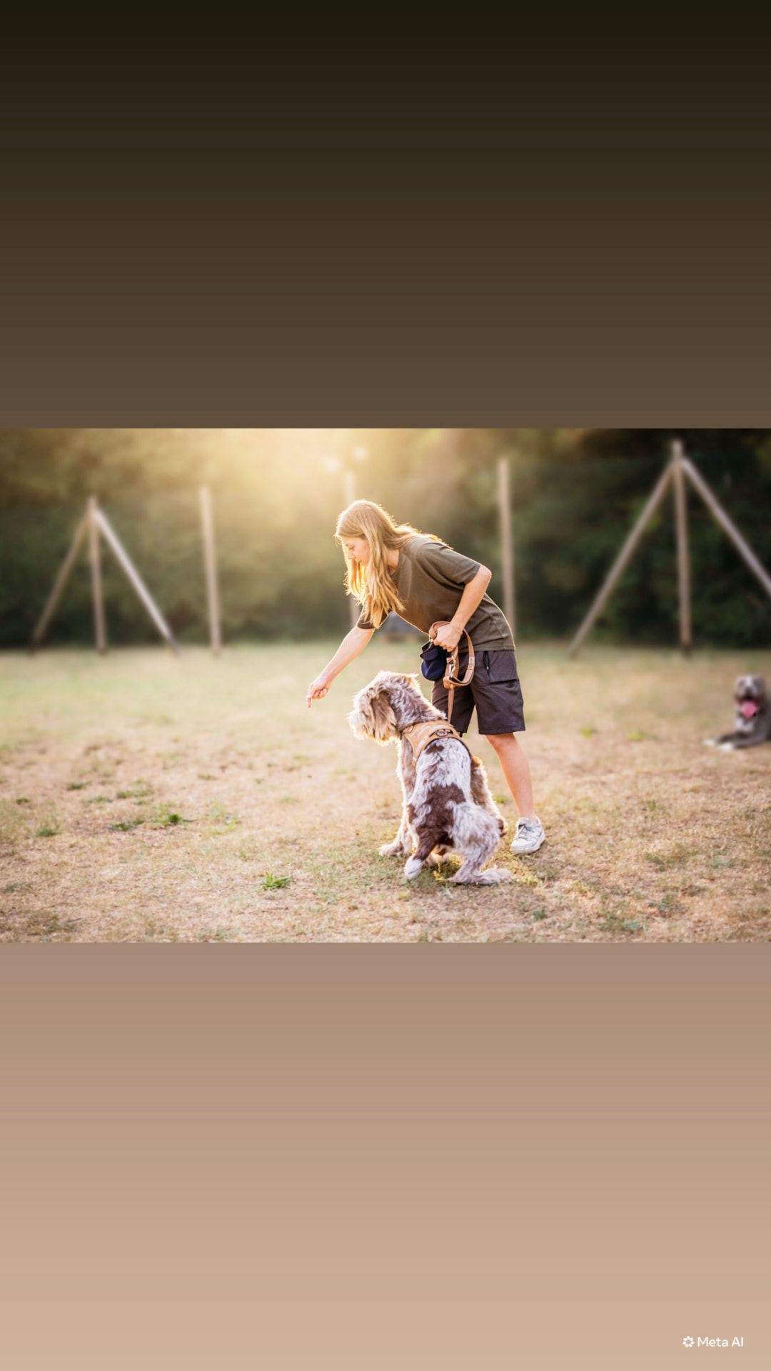 Vanessa Marson al campo di addestramento mentre lavora con un cane